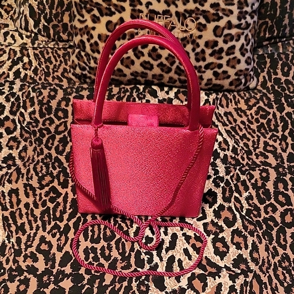 NEW Vibrant Red Satin Mini-Handbag with Tassel, 7.5" x 7.5" - Picture 8 of 12